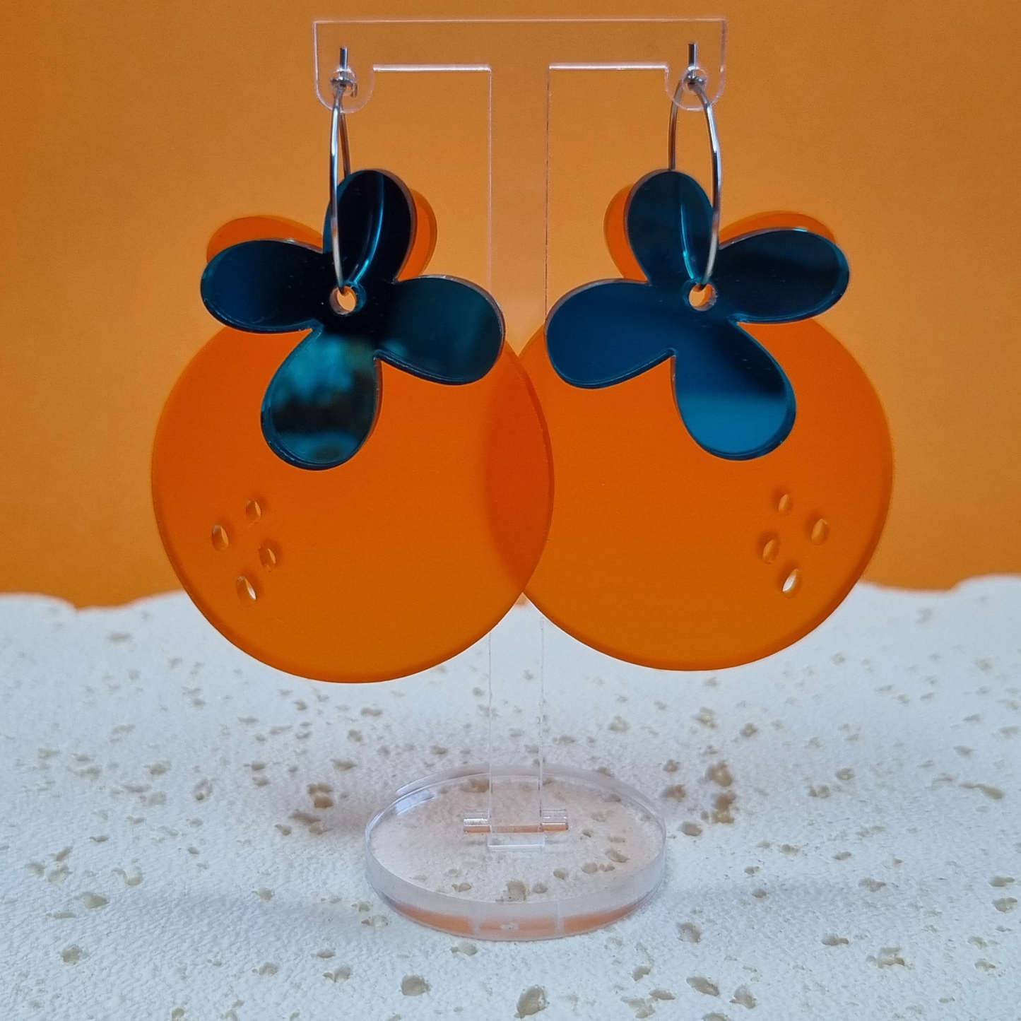 π Orange Burst Stacker Style Dangle Earrings