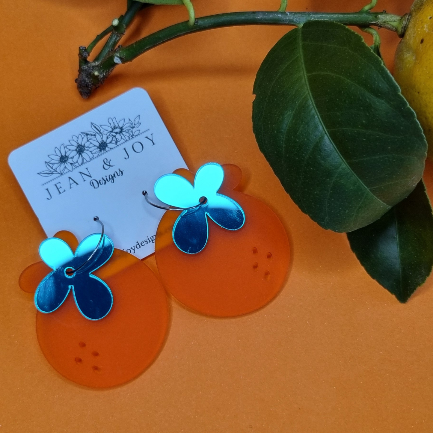 π Orange Burst Stacker Style Dangle Earrings