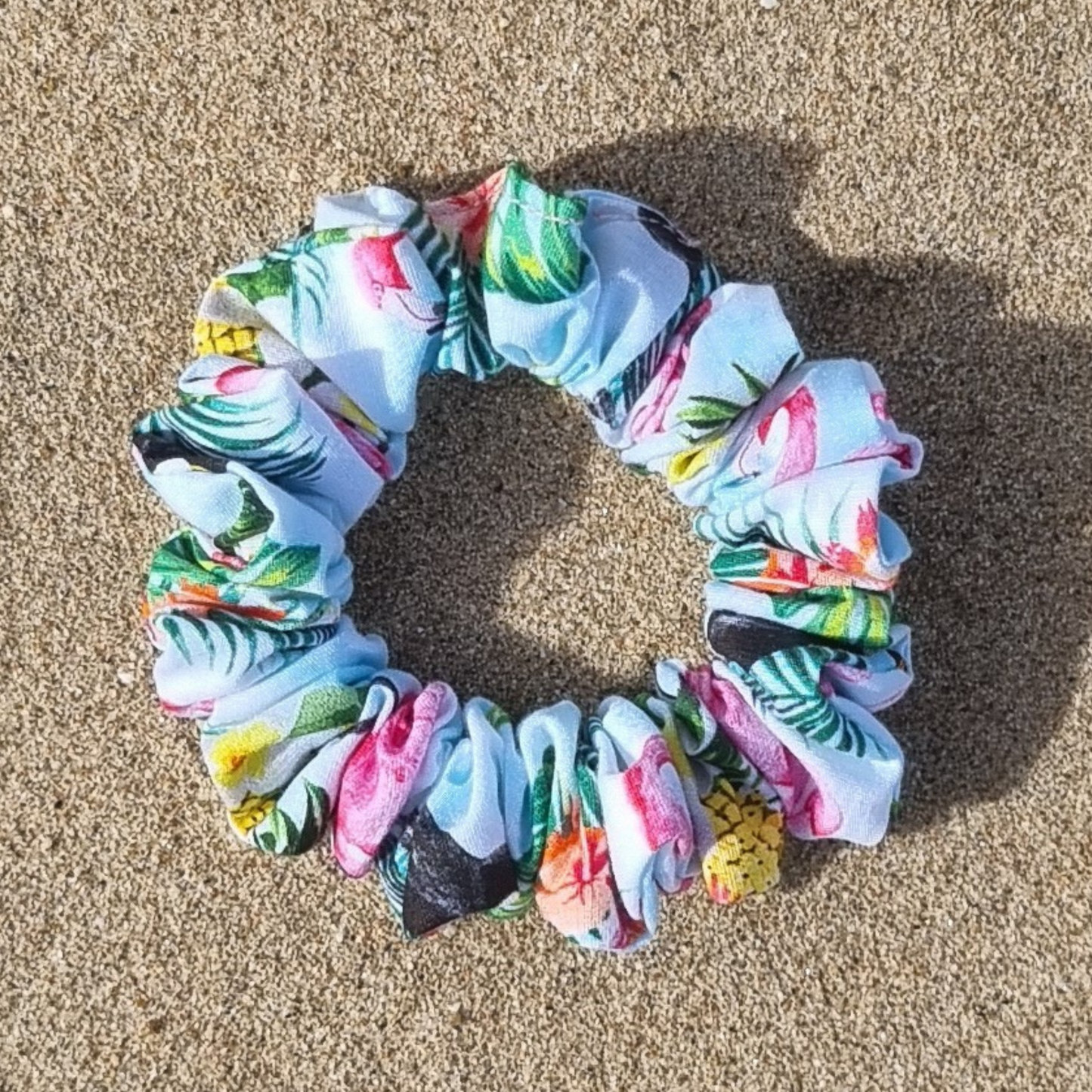 Frangipani Flamingo Scrunchie