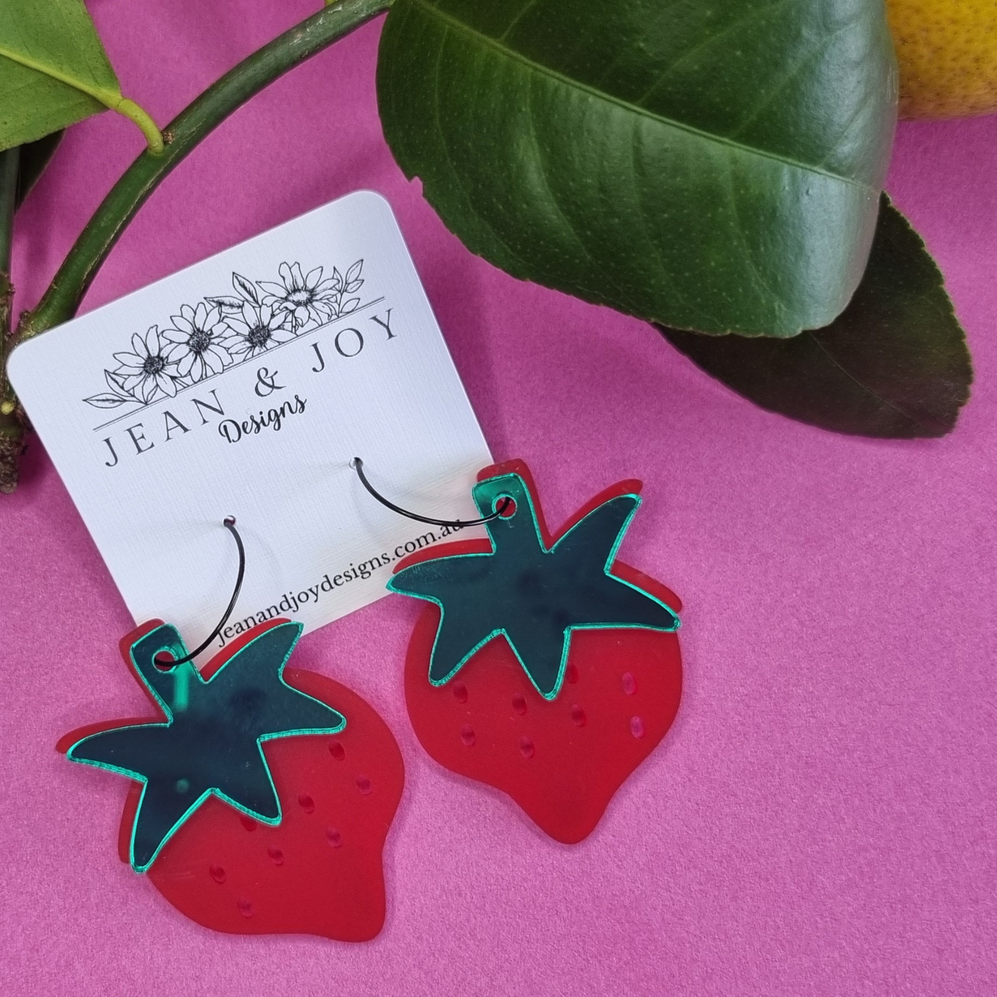 π Strawberry Stacker Style Dangle Earrings