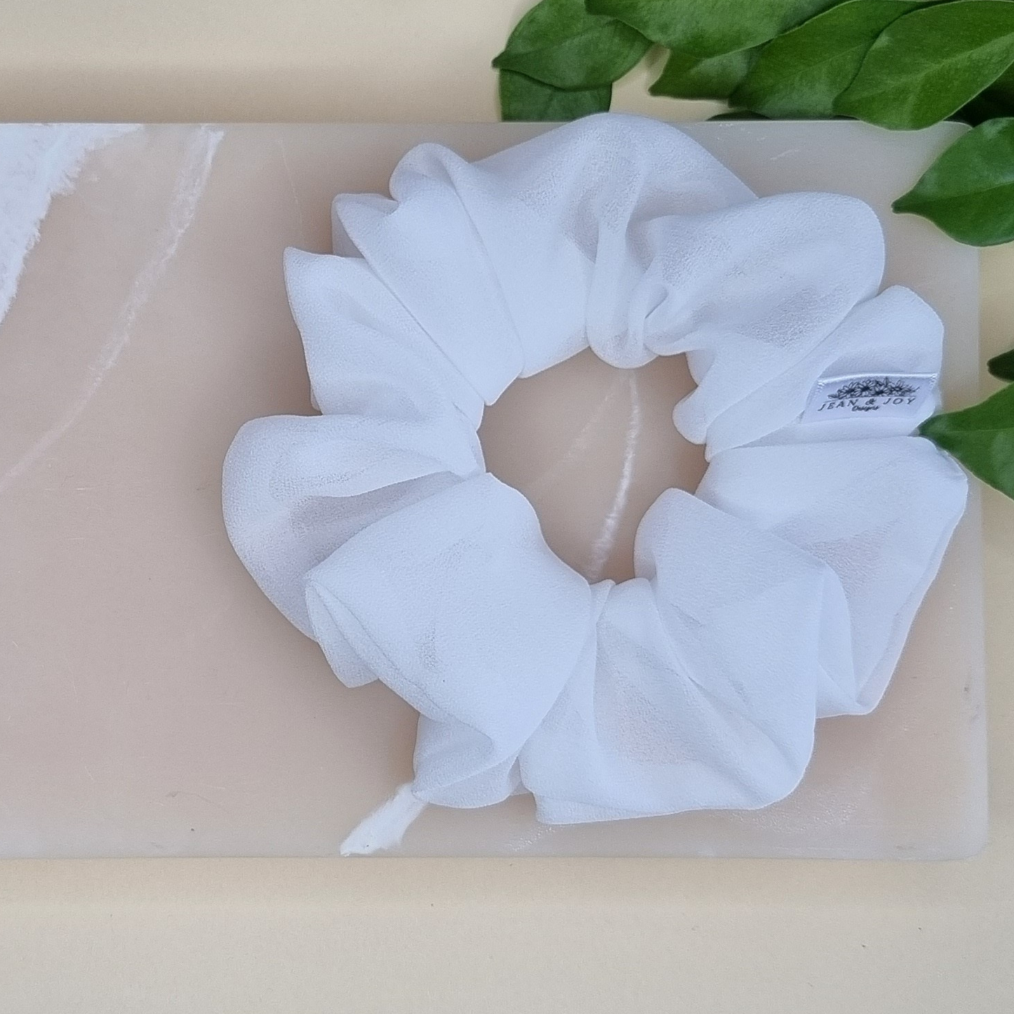Bright White Chiffon Scrunchie π€