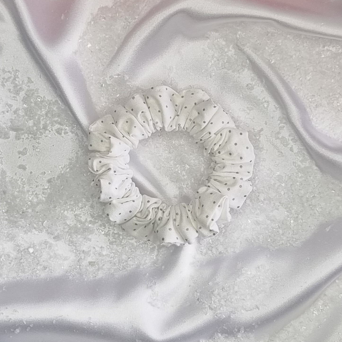 Frosty Dots Silver Christmas Scrunchie βοΈβ¨