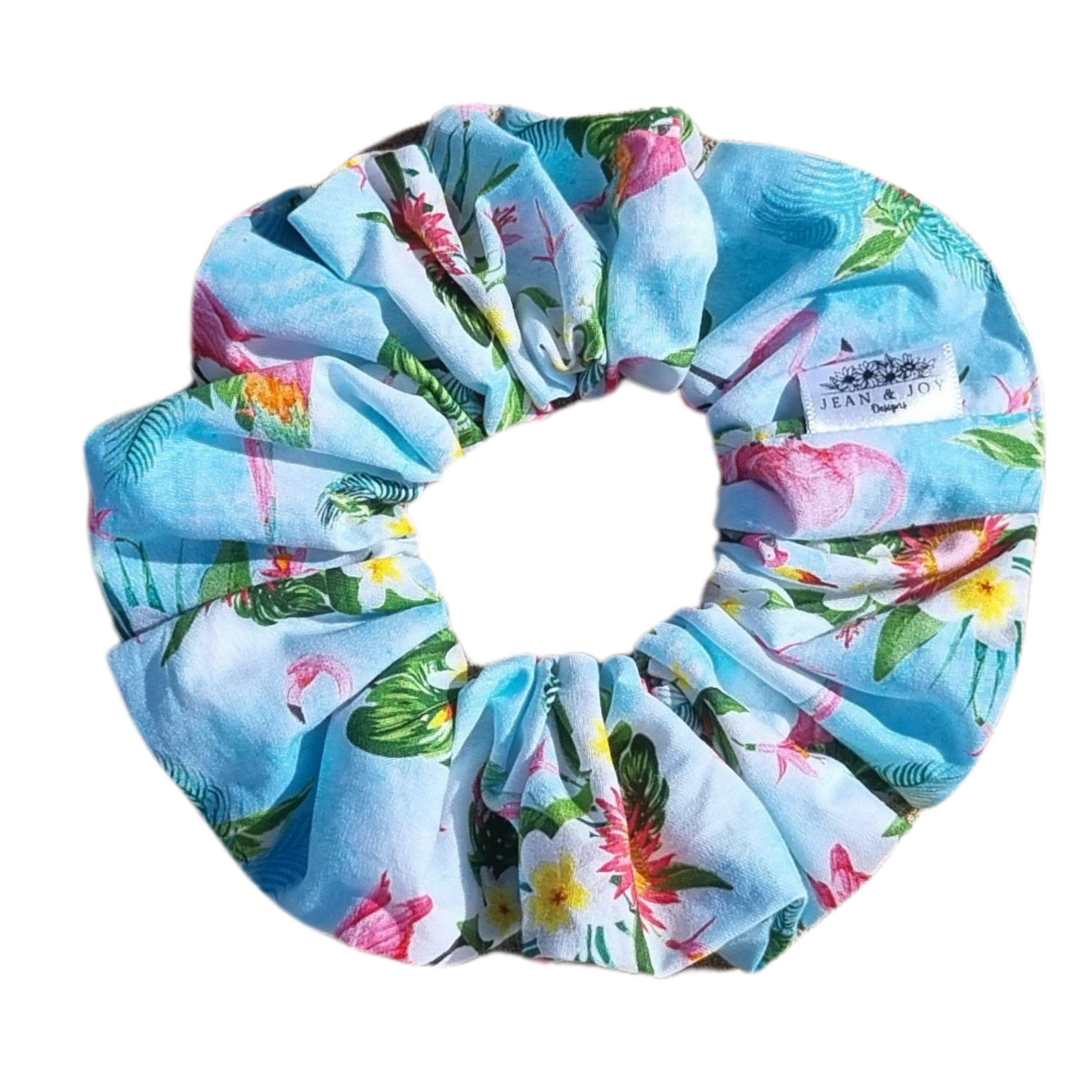 Frangipani Flamingo Scrunchie