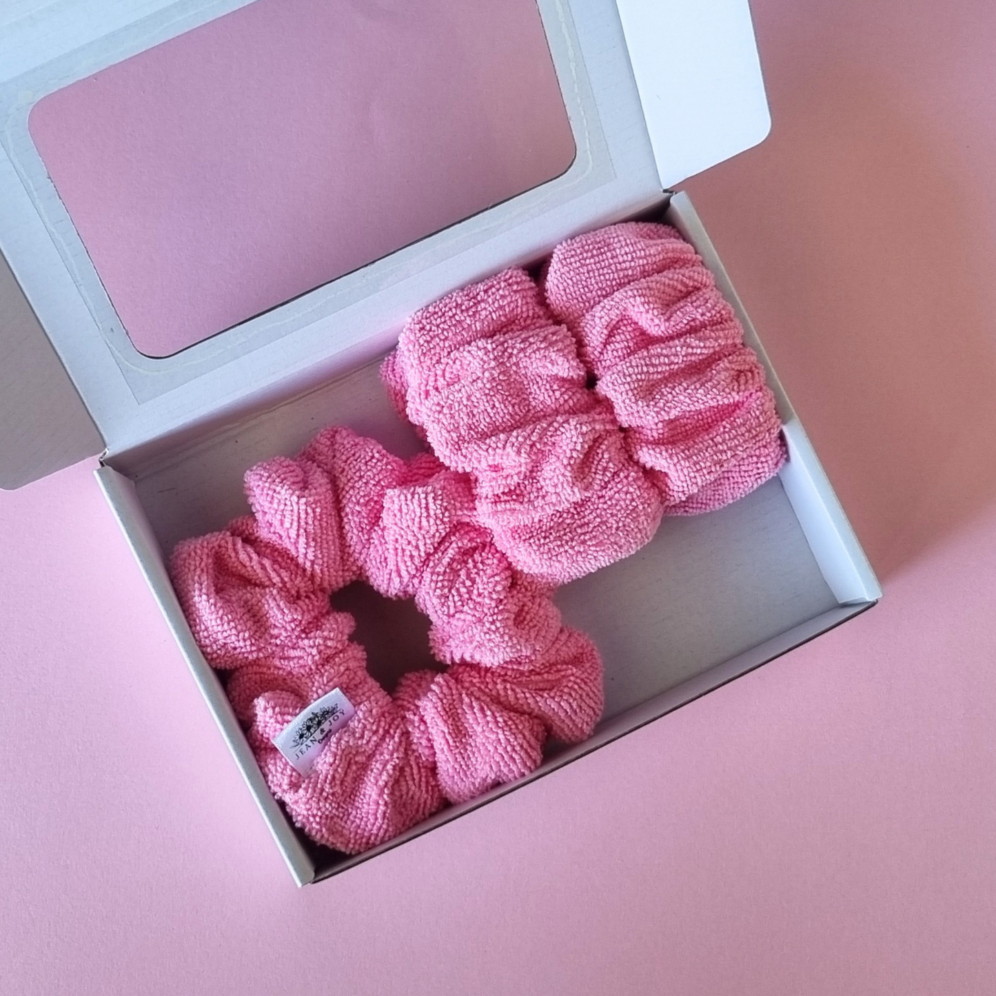 Pink Microfibre Hair Scrunchie & Beauty Cuff Set – Quick Drying Hair Accessory