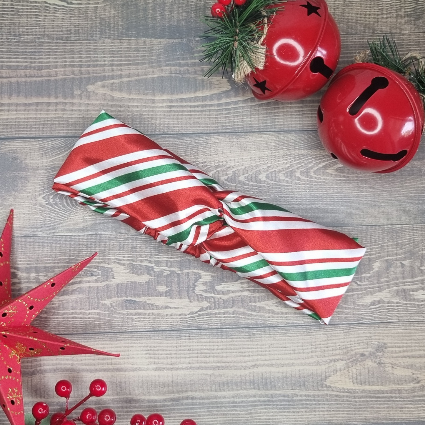 Peppermint Candy Cane Satin Headband