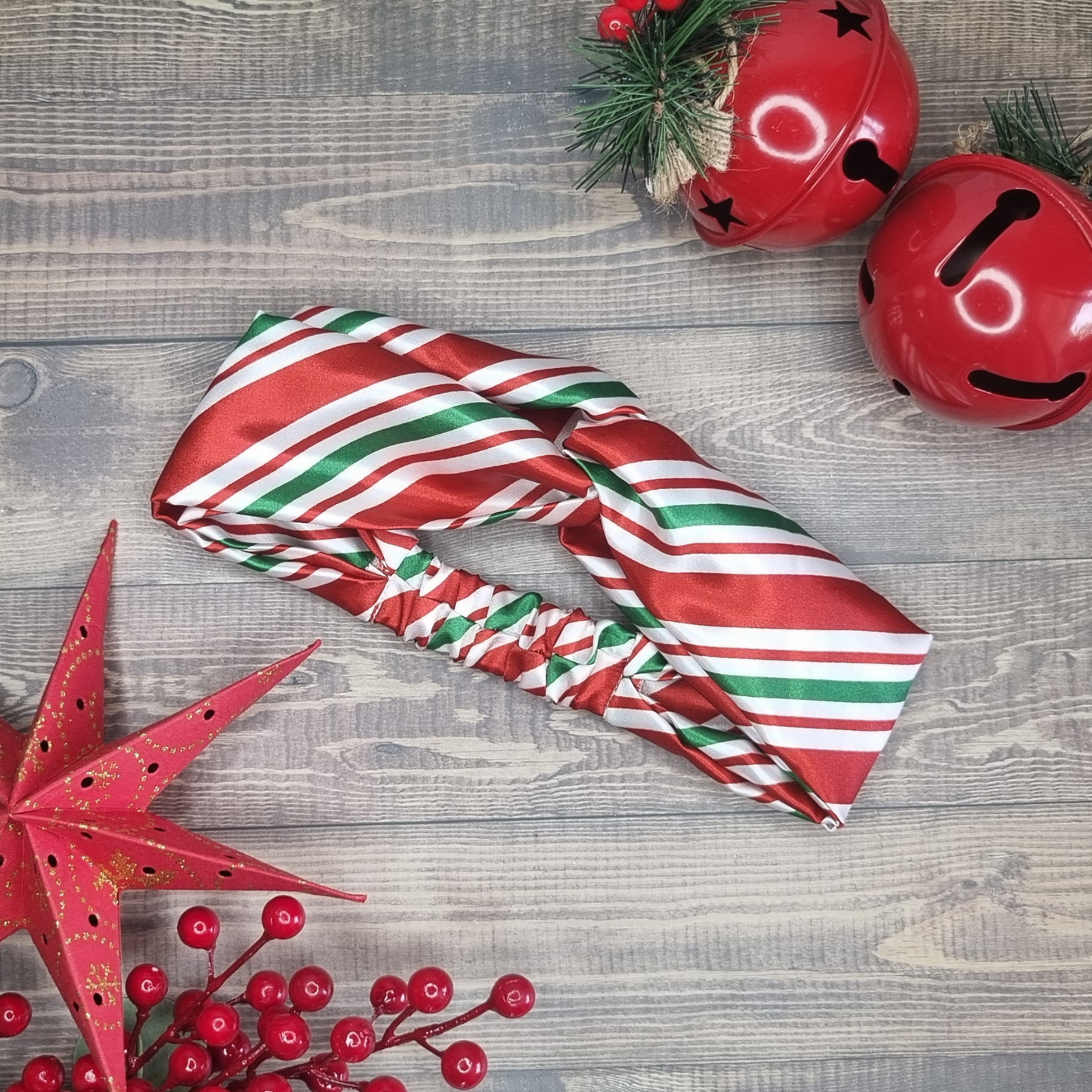 Peppermint Candy Cane Satin Headband