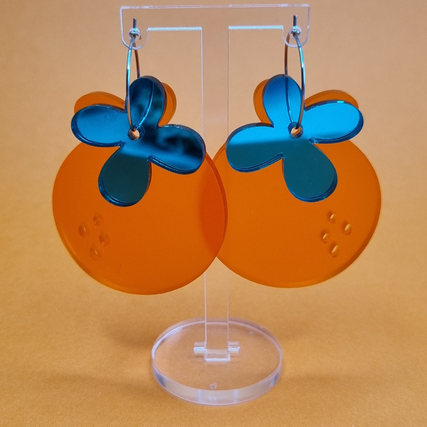 🍊 Orange Burst Stacker Style Dangle Earrings