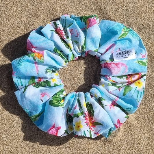 Frangipani Flamingo Scrunchie