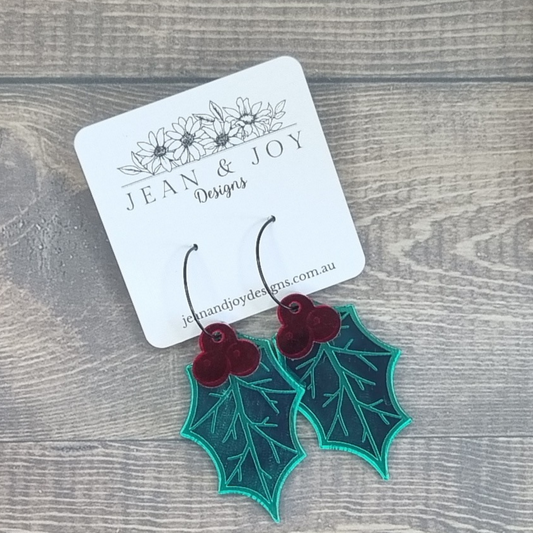 Holly Leaf & Berry Earrings