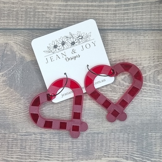 Candy Cane Heart Earrings